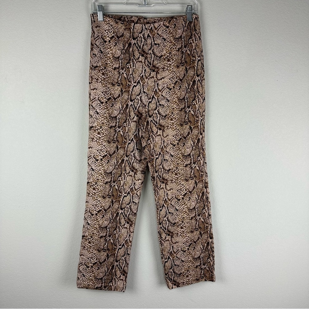 Reformation Brown Black Snake Print High Rise Wide Cropped Marlon Pants Size 8